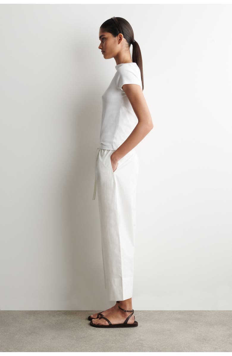 COS Cotton Straight-leg Drawstring Trousers, Alternate, color, White
