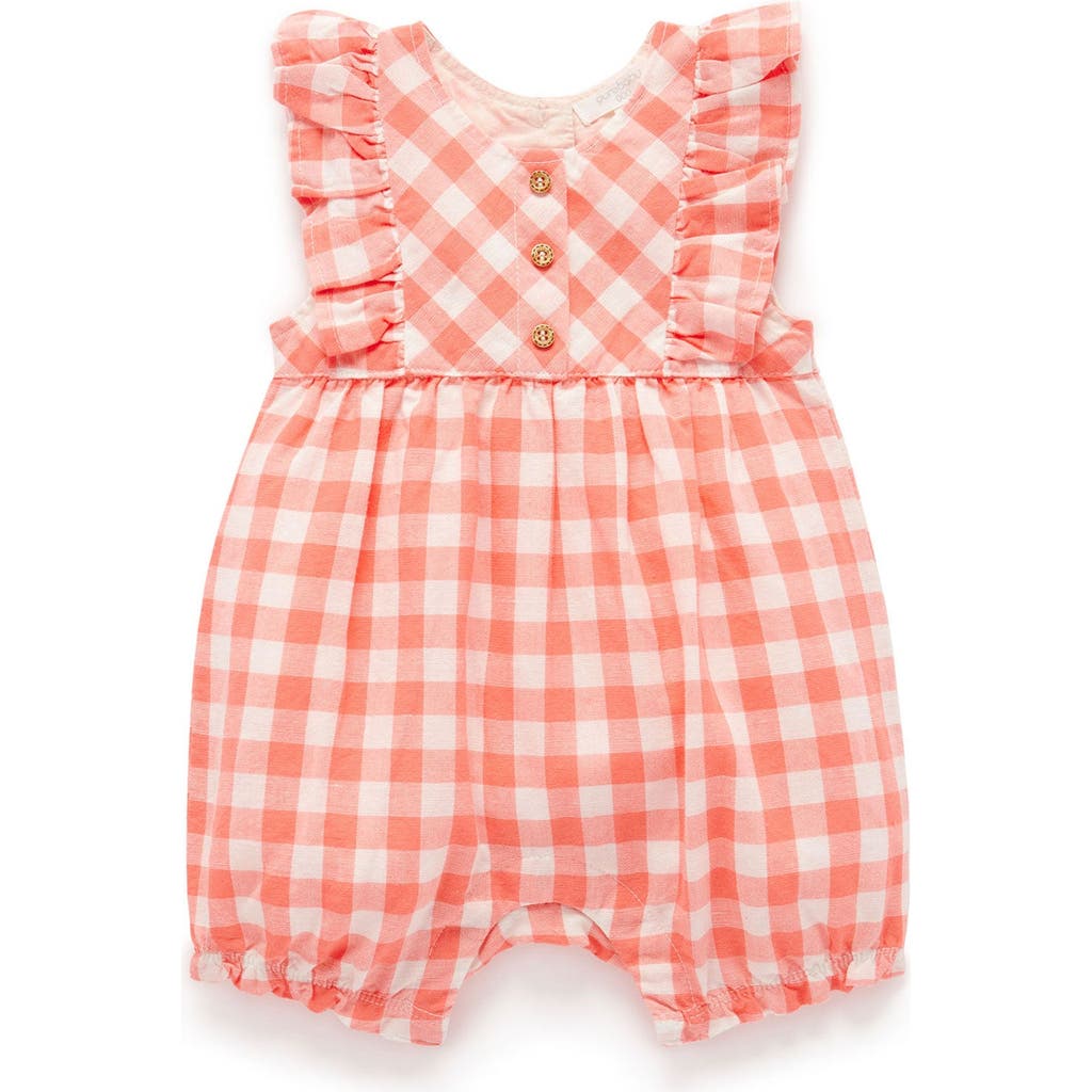 Purebaby Gingham Romper In Red