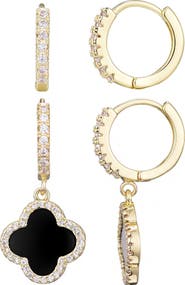 Adornia Set of 2 Assorted Cubic Zirconia Hoop Earrings