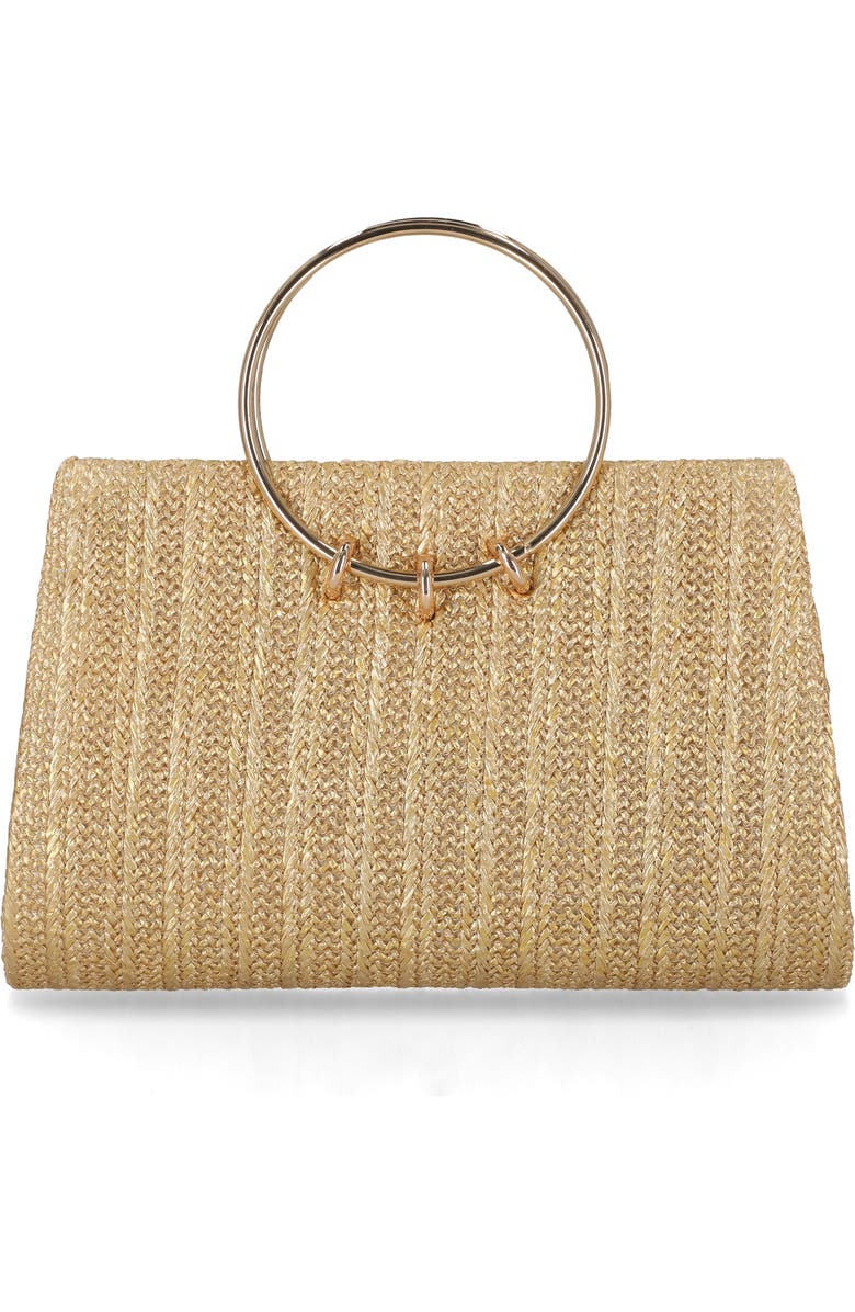 Jessica McClintock Lottie Ring Top Handle Clutch, Alternate, color, Light Gold Metallic