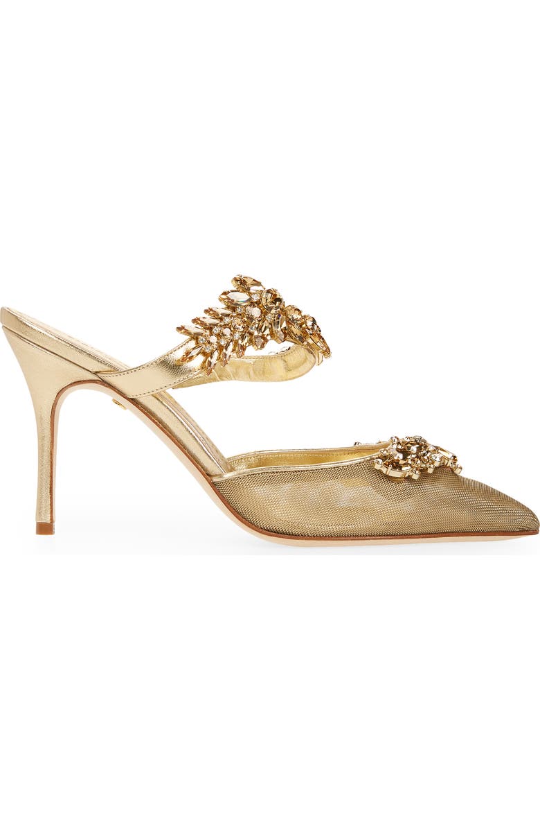 Manolo Blahnik Lurum Crystal Leaf Pointed Toe Mule, Alternate, color,