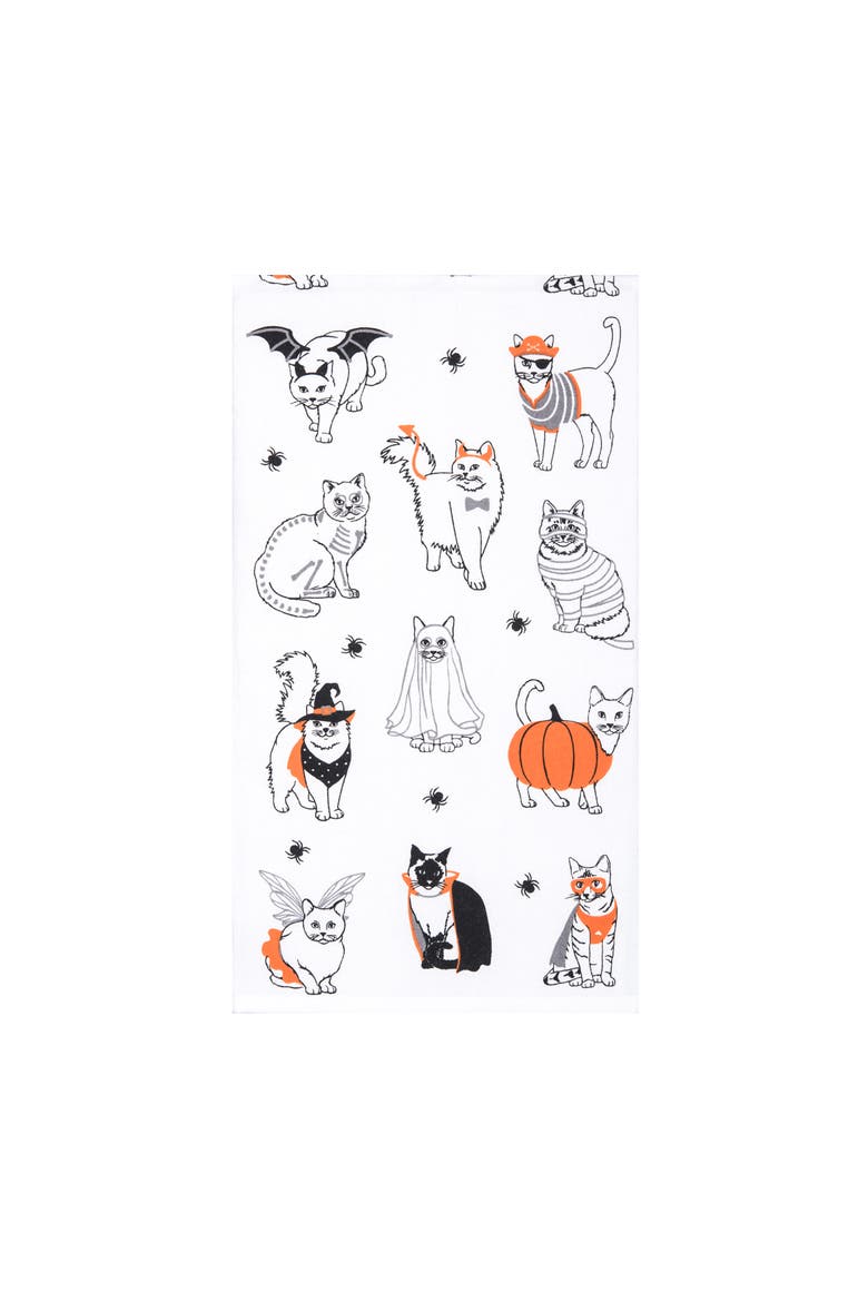 Halloween Costume Cats 100% Cotton Flour Sack Dishtowel, Main, color, White