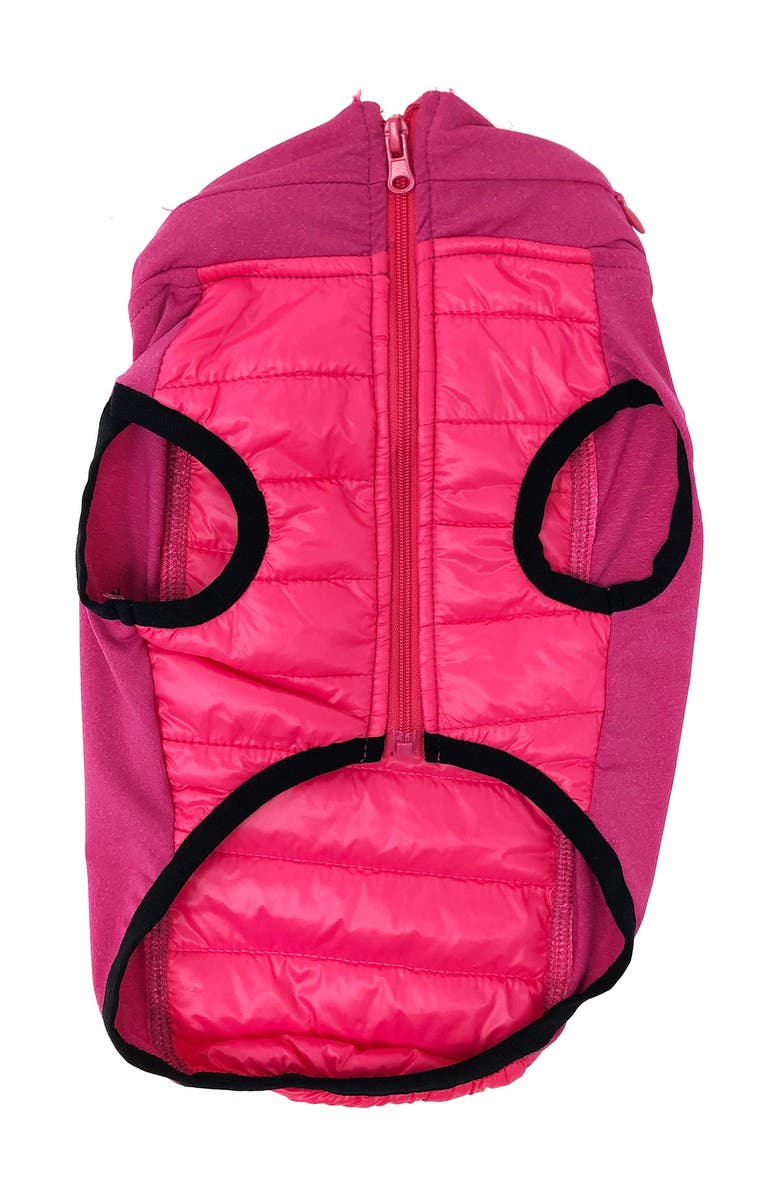 PET LIFE 'Apex' Lightweight Hybrid 4-Season Stretch & Quick-Dry Dog Coat w/ Pop out Hood - XL, Alternate, color, Pink