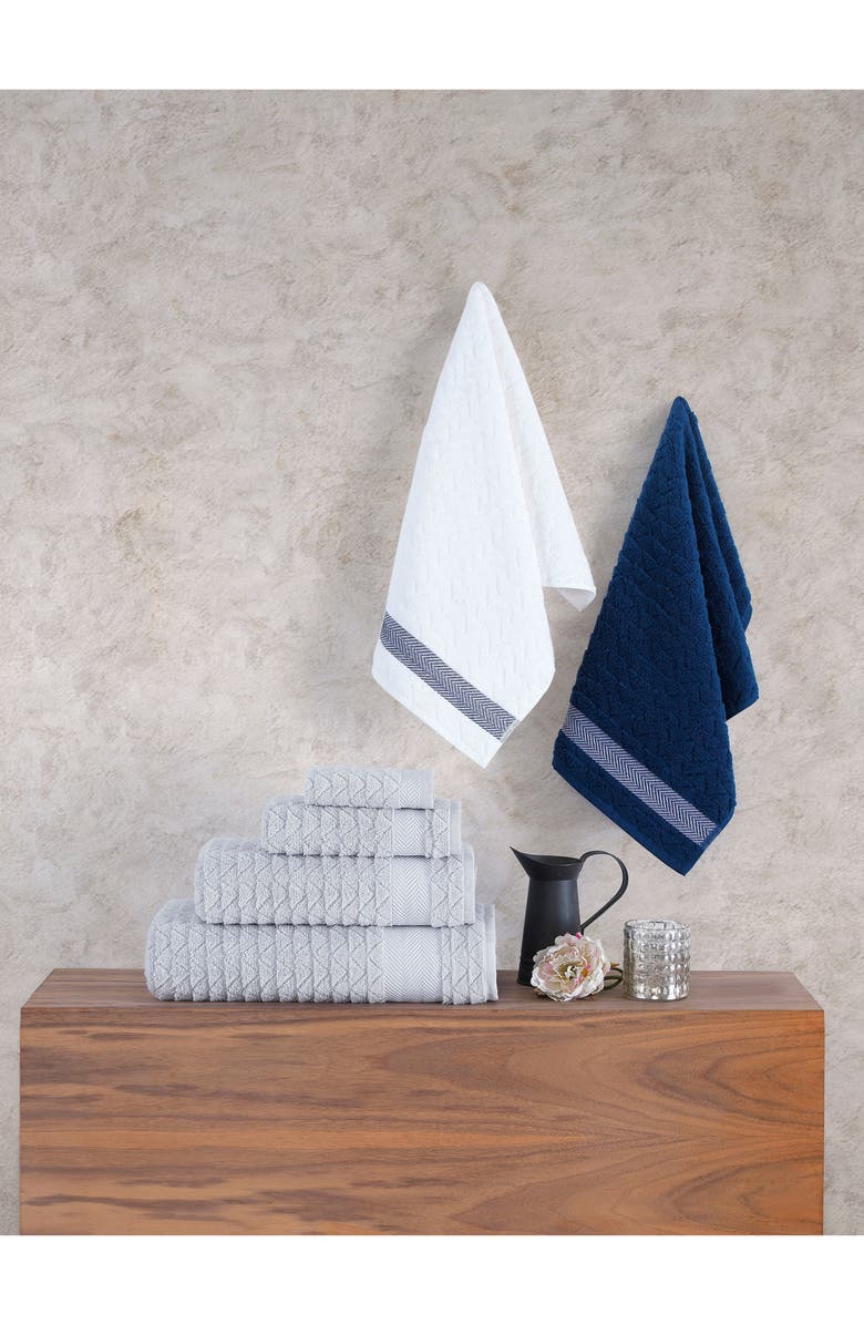 Brooks Brothers Herringbone Cotton 4-Pack Washcloths, Alternate, color, Silver