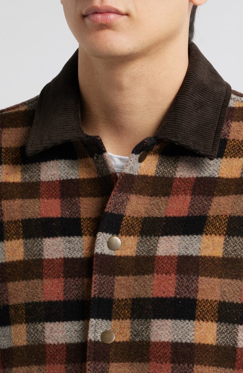 Percival Dovetail Check Merino Wool Snap-Up Overshirt, Alternate, color,