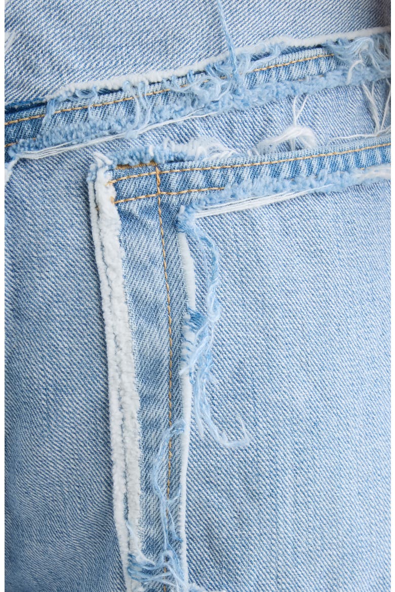 Pazer Frayed Double Layer Straight Leg Jeans, Alternate, color, LIGHT BLUE