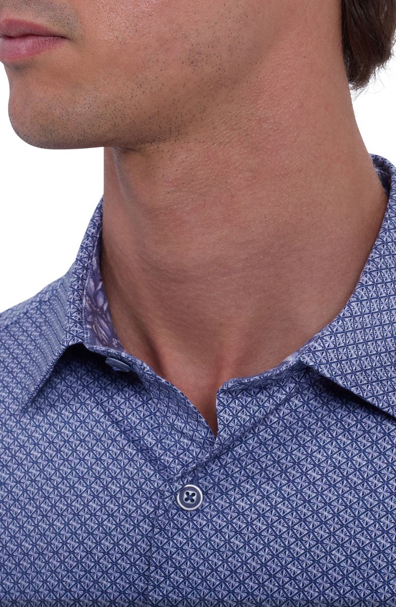 Bugatchi Jimmy OoohCotton<sup>®</sup> Geo Print Button-Up Shirt, Alternate, color, Steel