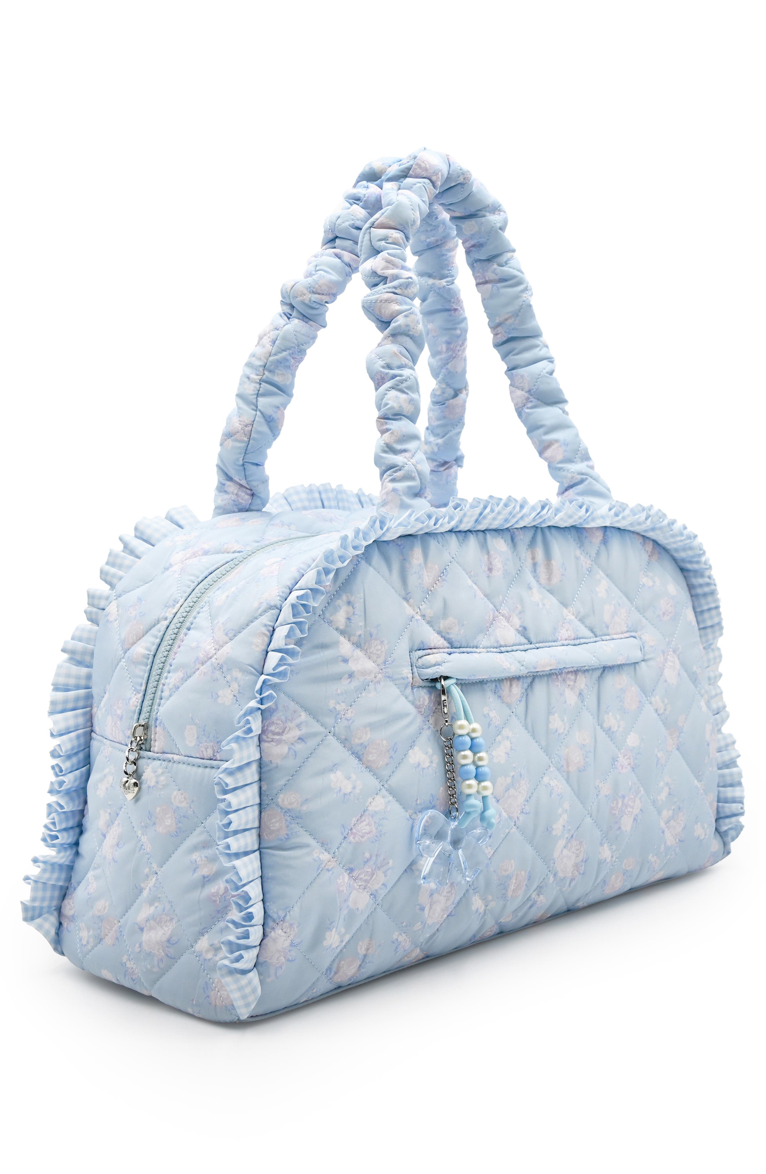 Kids' Floral Quilted Duffle Bag, Alternate, color, FROST