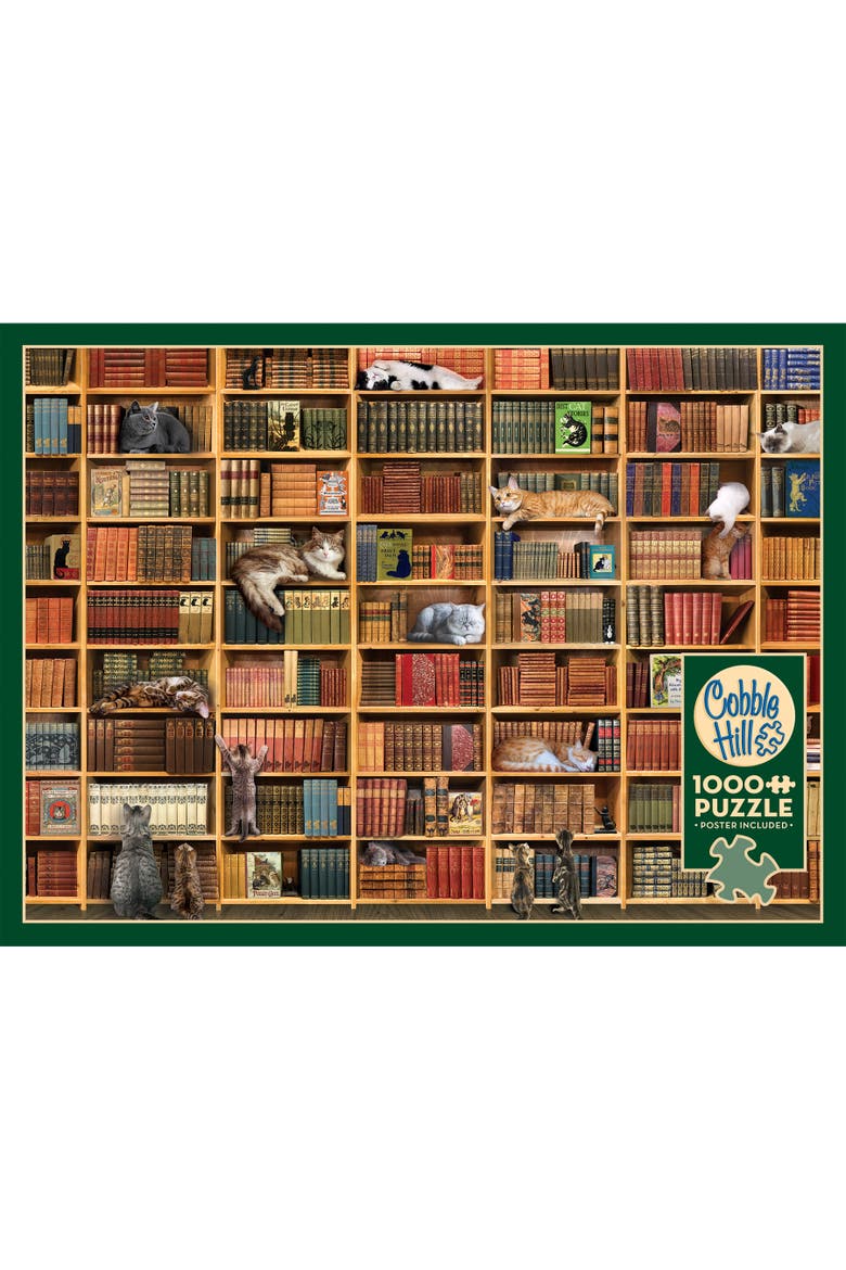 The Cat Library 1000 Piece Puzzle, Alternate, color, Multicolored