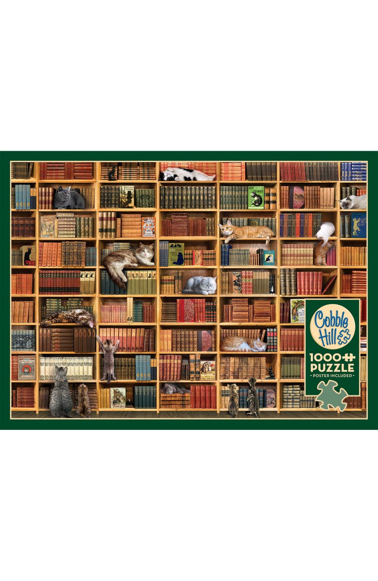 Cobble Hill The Cat Library 1000 Piece Puzzle, Alternate, color, Multicolored