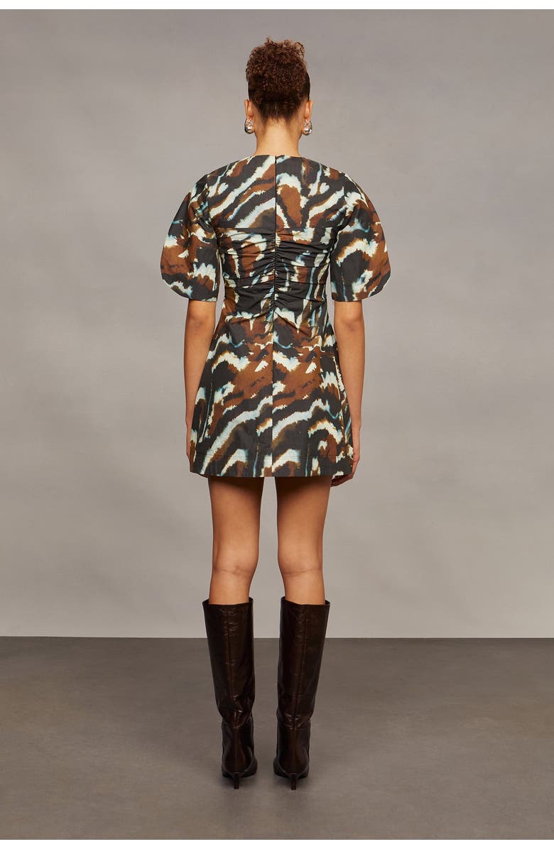 AMUR Tanner Puff Sleeve Mini Dress, Alternate, color, Aerial Terrain