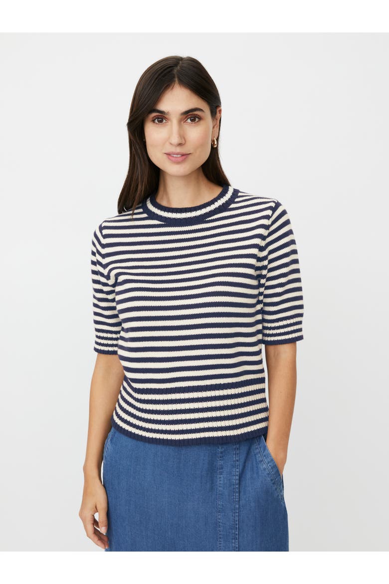MaFaeleen Striped Short Sleeve Sweater, Main, color, Navy Blazer