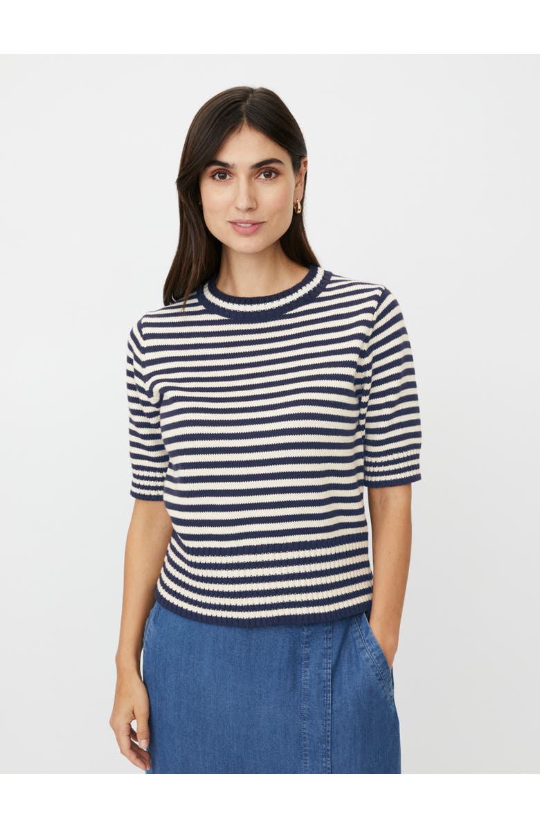 Masai Copenhagen MaFaeleen Striped Short Sleeve Sweater, Main, color, Navy Blazer