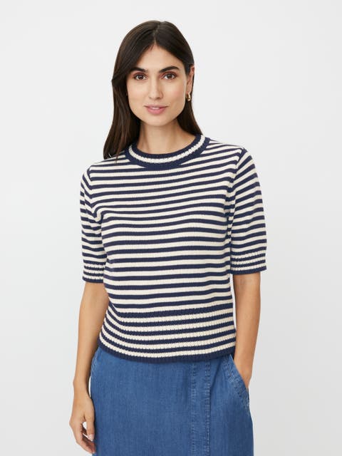 MaFaeleen Striped Short Sleeve Sweater