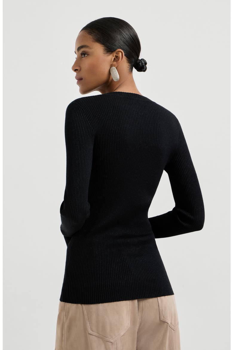 Cashmere and silk Sparkling sweater, Alternate, color, Black