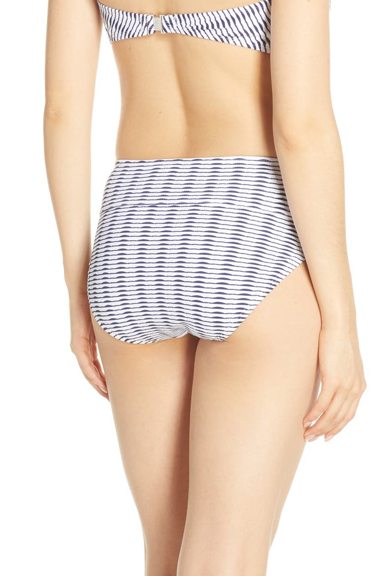 Island Cays Stripe High Waist Bikini Bottoms, Alternate, color, WHITE