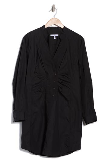 Derek Lam 10 Crosby Beverly Long Sleeve Cotton Shirtdress In Black