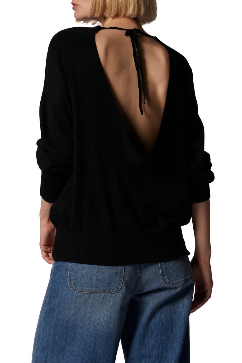 Montrose Cutout Tie Neck Cashmere Sweater, Alternate, color, TRUE BLACK