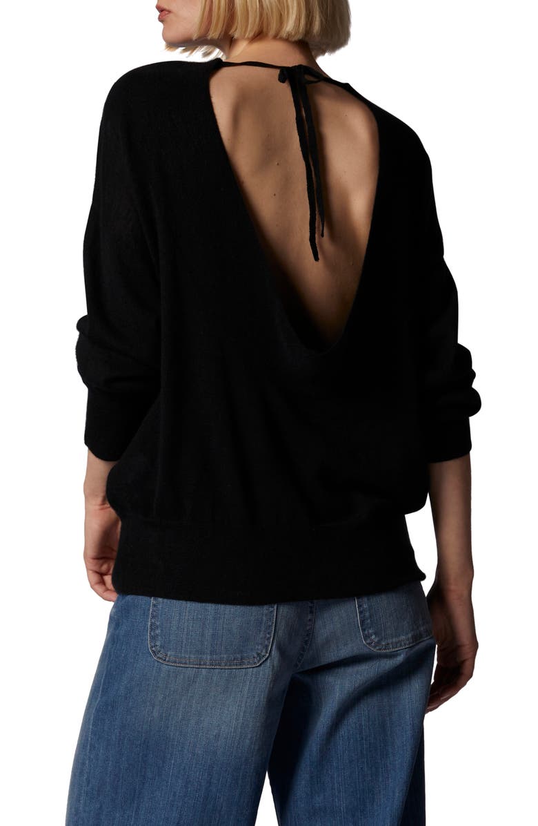 Equipment Montrose Cutout Tie Neck Cashmere Sweater, Alternate, color, True Black