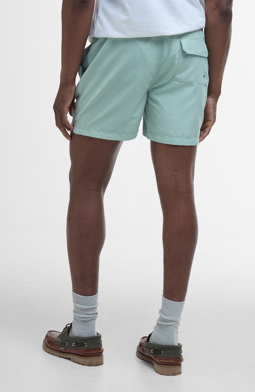 Barbour Staple Logo Swim Trunks In Pale Apple Green
