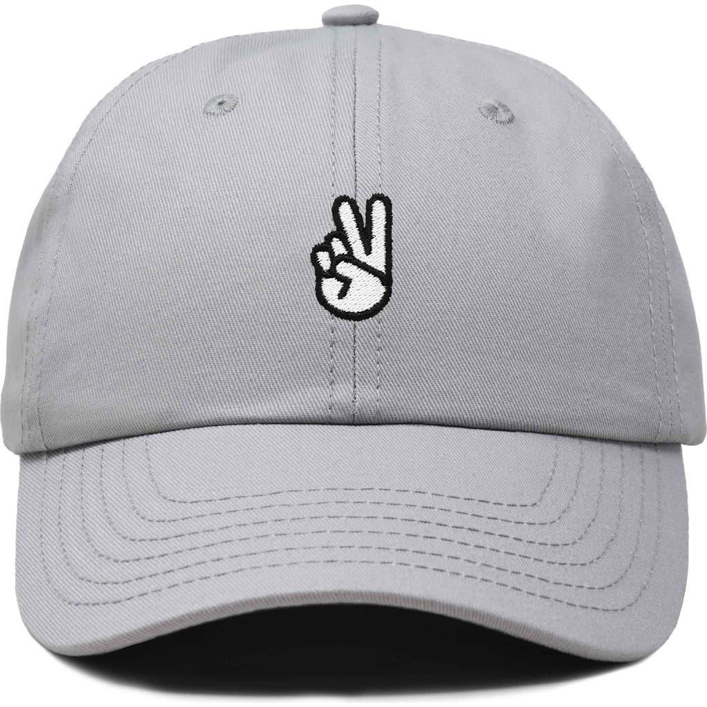 Dalix Peace Sign Embroidered Dad Hat In Gray