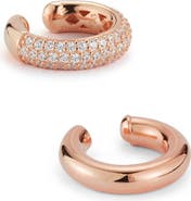 GLAZE JEWELRY Set of 2 Cubic Zirconia Ear Cuffs