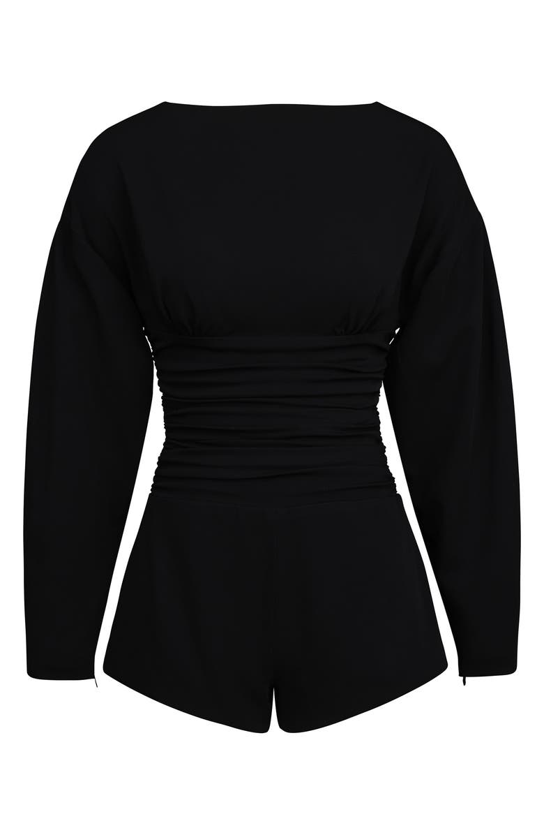 HOUSE OF CB Elisetta Gathered Long Sleeve Romper, Alternate, color, 