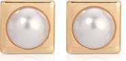Ettika Square Faux Pearl Stud Earrings