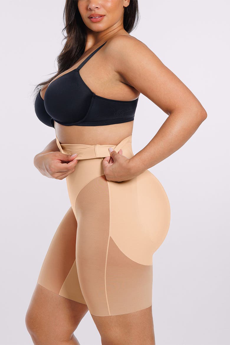 Butt Lifting Padded High Waist Shapewear Shorts, Alternate, color, Beige