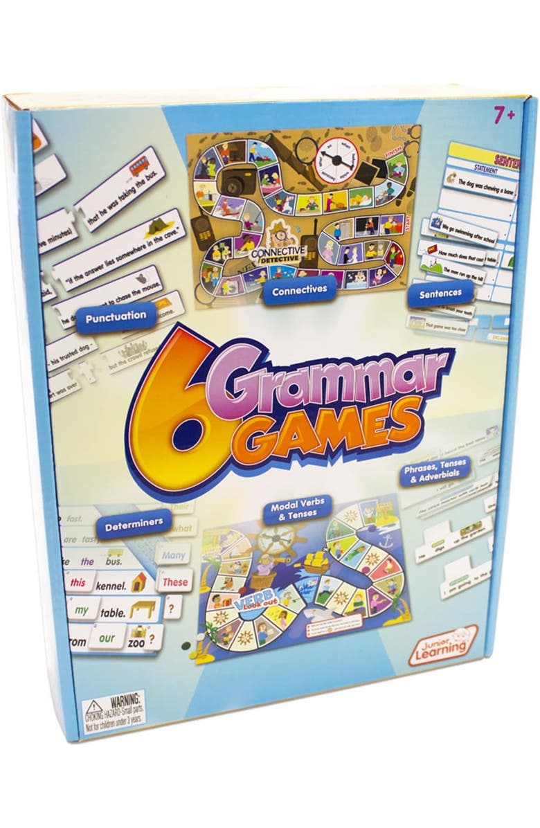 Junior Learning 6 Grammar Games, Language Arts Board Game for Ages 7-9, Grade 2-3, Alternate, color, Multicolored