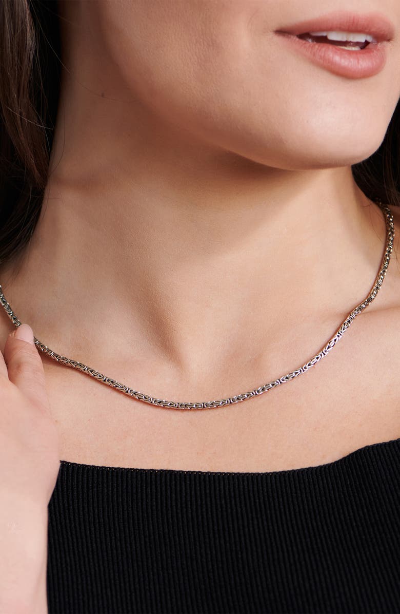 DEVATA Gender Inclusive Sterling Silver Borobudur Round 2.5mm Chain Necklace, Alternate, color, 