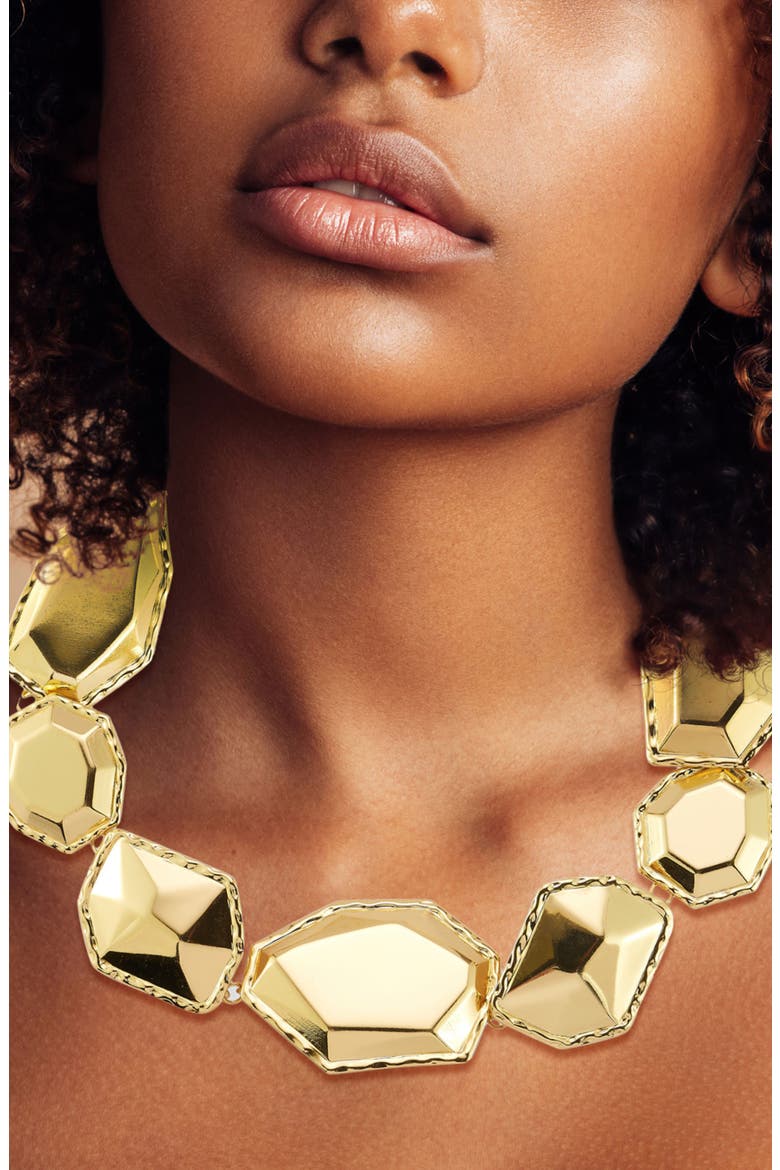 Geometric Statement Necklace, Alternate, color, GOLD