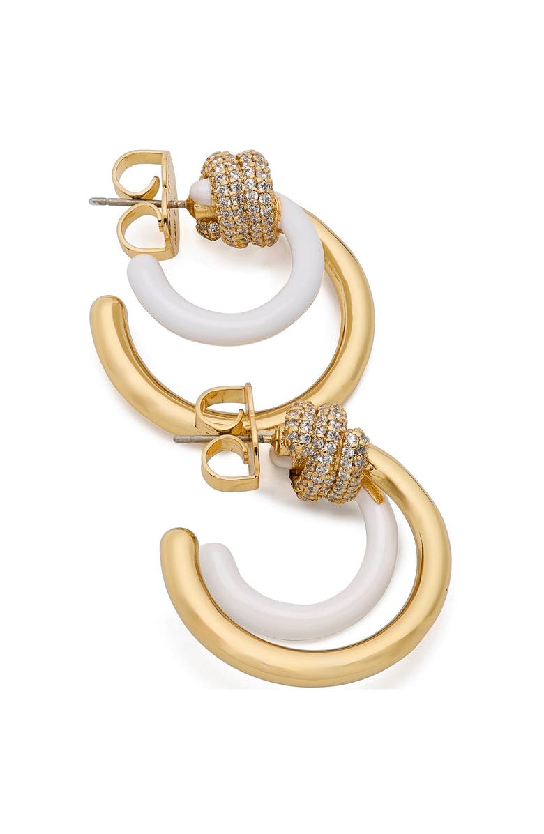 Kate Spade New York layered hoop earrings, Alternate, color, Gold/ White