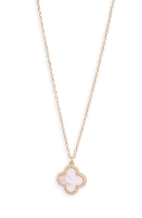 Pavé Crystal & Mother Of Pearl Clover Pendant Necklace