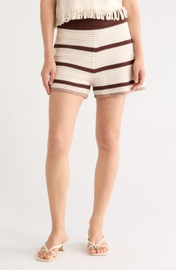 1.STATE Mesh Stripe Shorts in Antique White at Nordstrom Rack, Size Small
