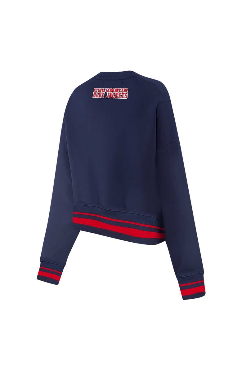 PRO STANDARD Women's Pro Standard  Navy Columbus Blue Jackets Area Code Cropped Pullover Sweatshirt, Alternate, color, 