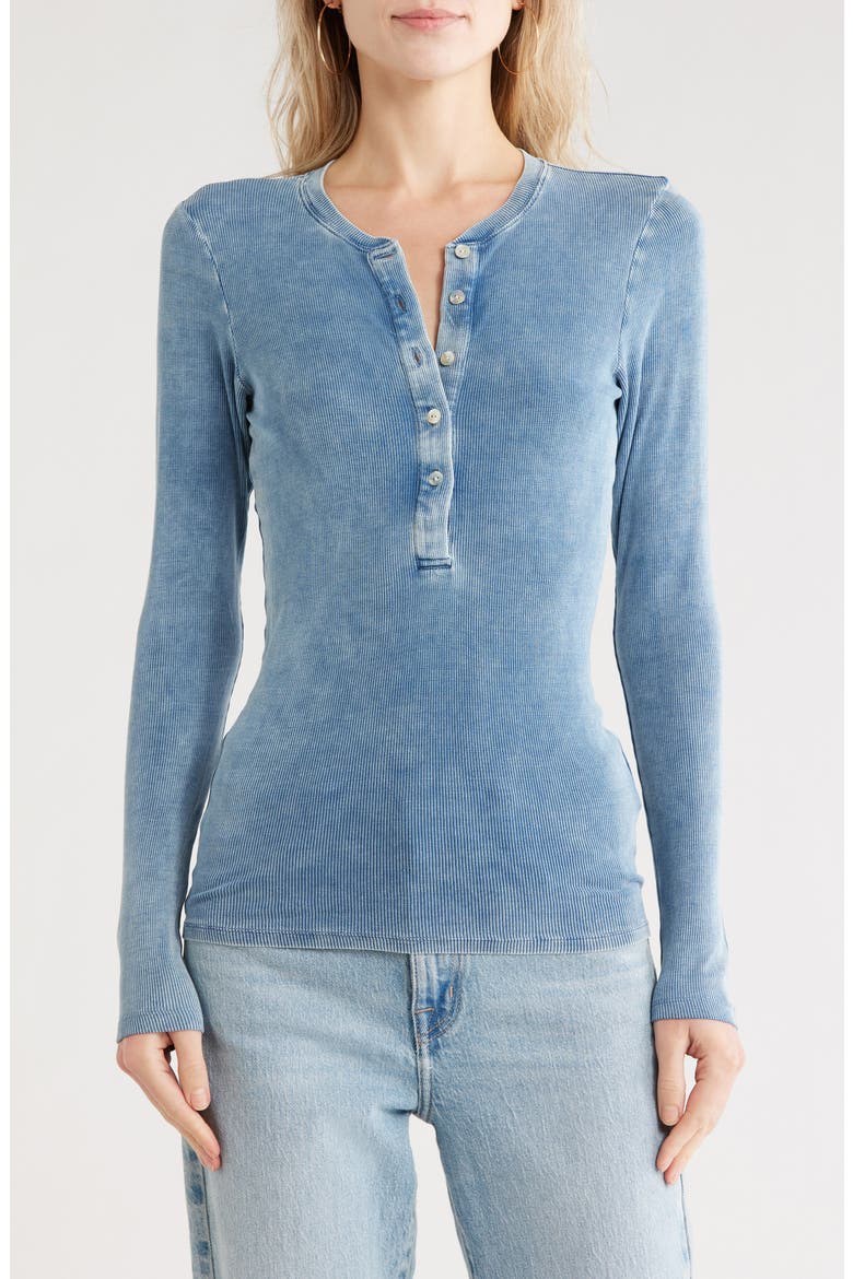 Jeanius Fitted Henley Top, Main, color, INDIGO586