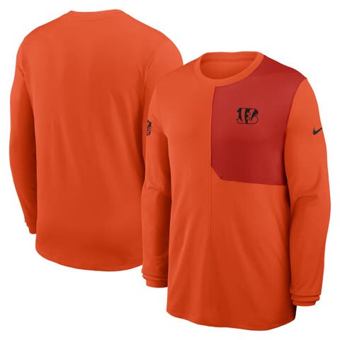 Men's Nike Orange Cincinnati Bengals Sideline Coach UV Performance Long Sleeve T-Shirt