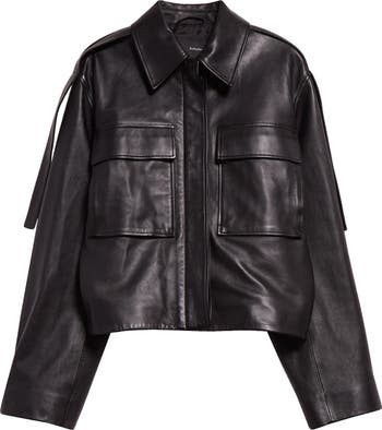Proenza Schouler Dylan Glossy Crop Leather Jacket | Nordstrom