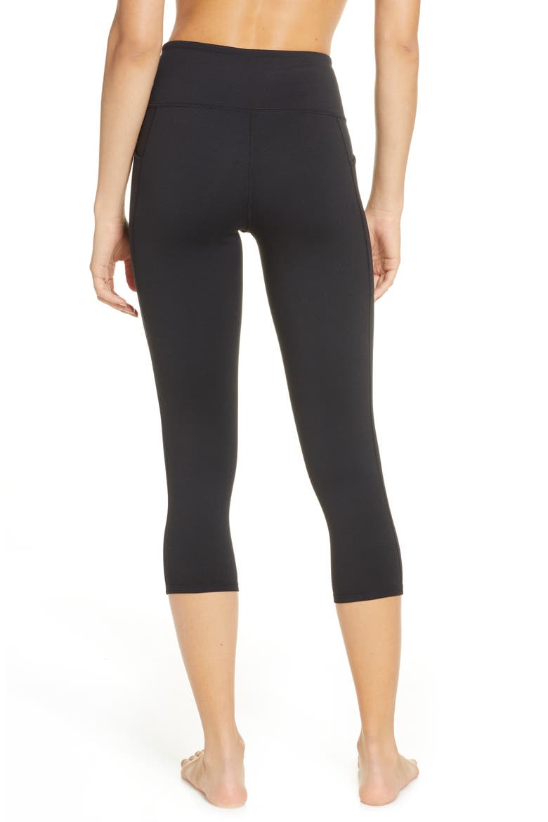 Live In High Waist Pocket Crop Leggings, Alternate, color, BLACK