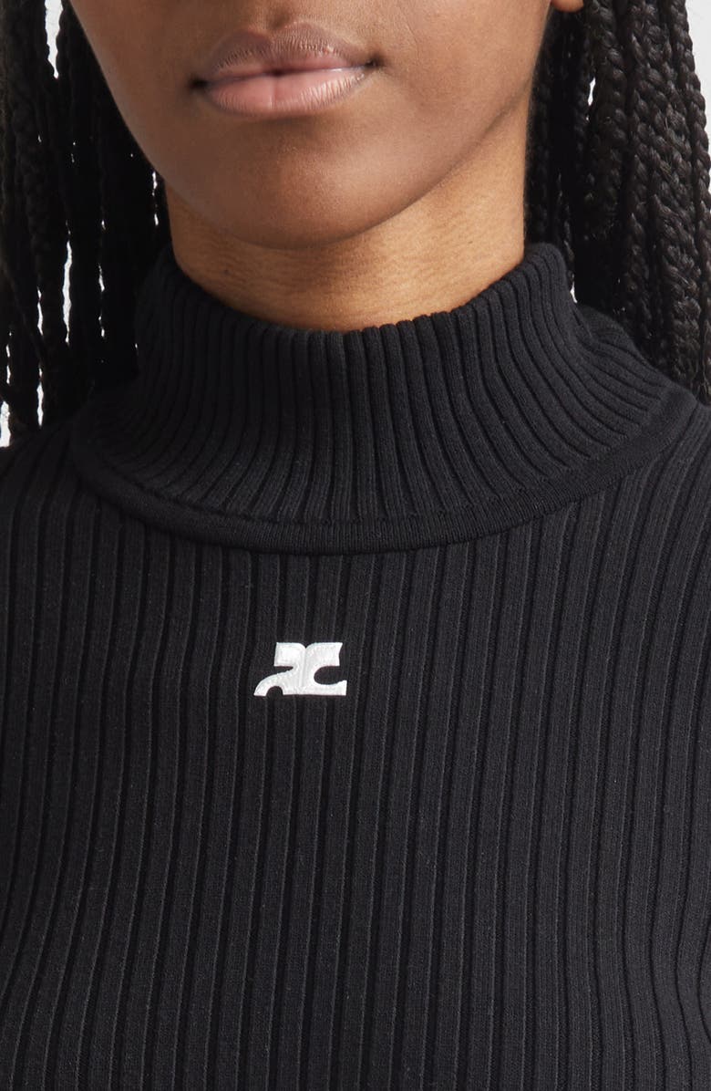 Courrèges Mock Neck Rib Sweater, Alternate, color, Black
