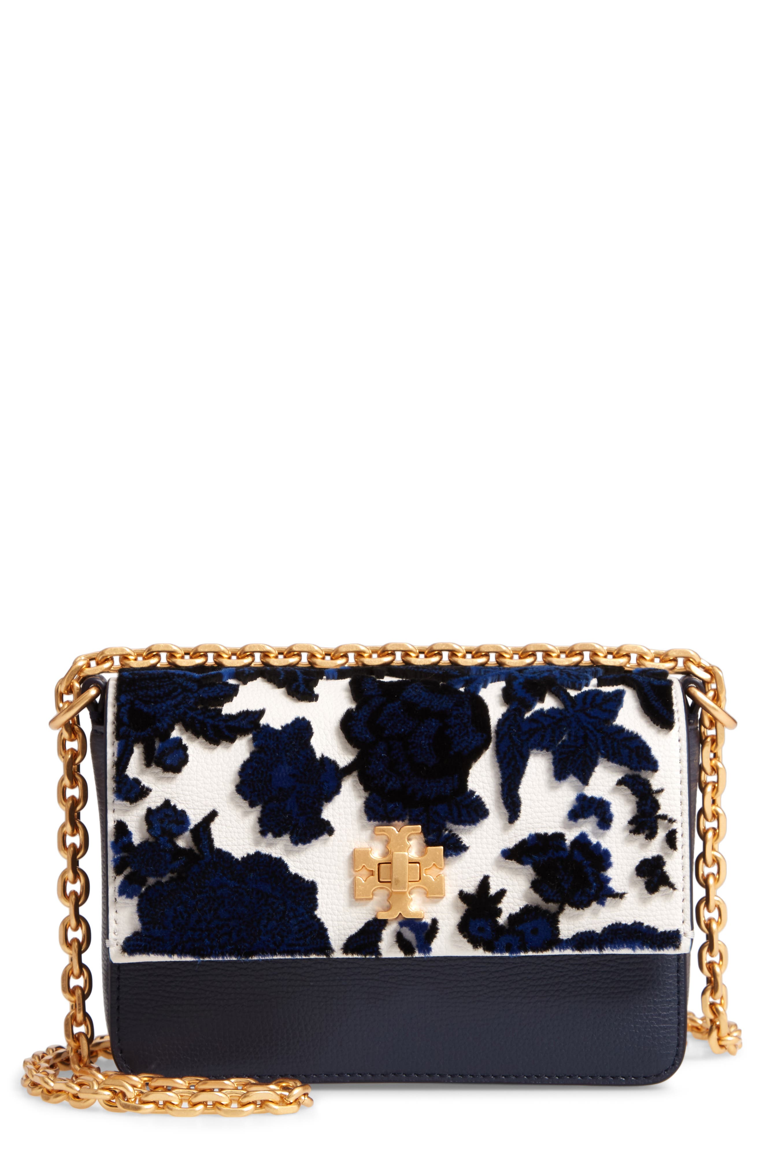 Tory Burch Mini Kira Leather & Fil Coupé Bag, Main, color, 