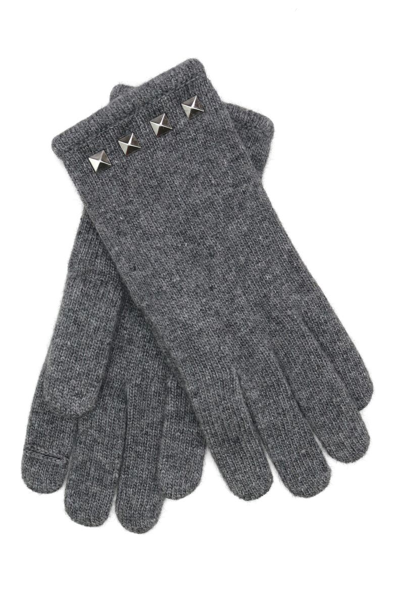 Studded Tech Gloves, Alternate, color, MEDIUM HTH GREY