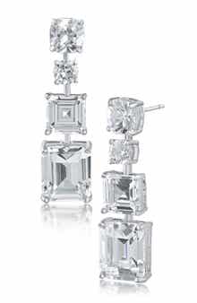 CZ by Kenneth Jay Lane Mixed Cut Cubic Zirconia Linear Drop Earrings