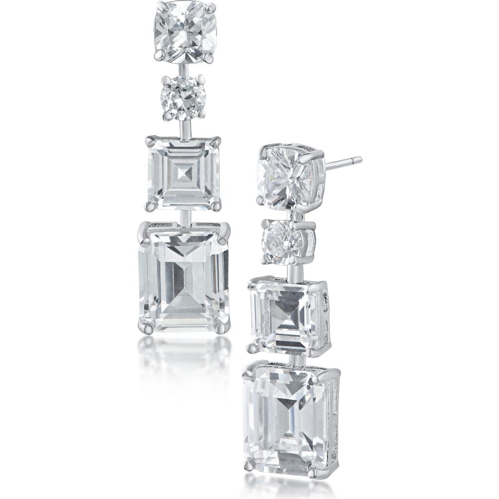 Kenneth Jay Lane Mixed Cut Cubic Zirconia Linear Drop Earrings