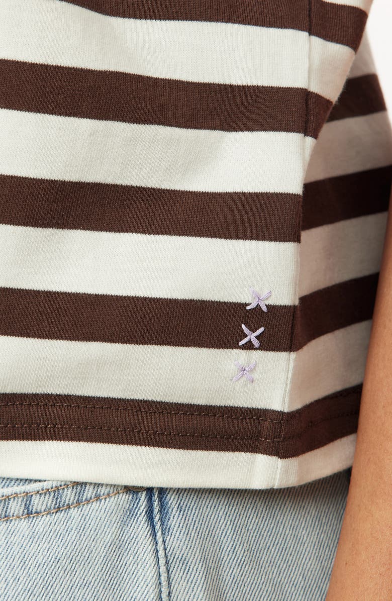 Scotch & Soda Boxy Yarn Dye Stripe T-Shirt, Alternate, color, Hot Fudge/Sugar Swiz