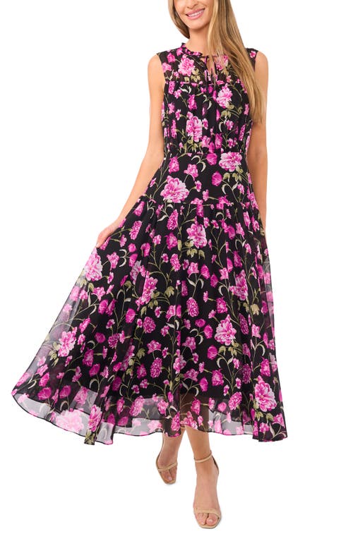 Cece Pleated Sleeveless Maxi Dress In Multi