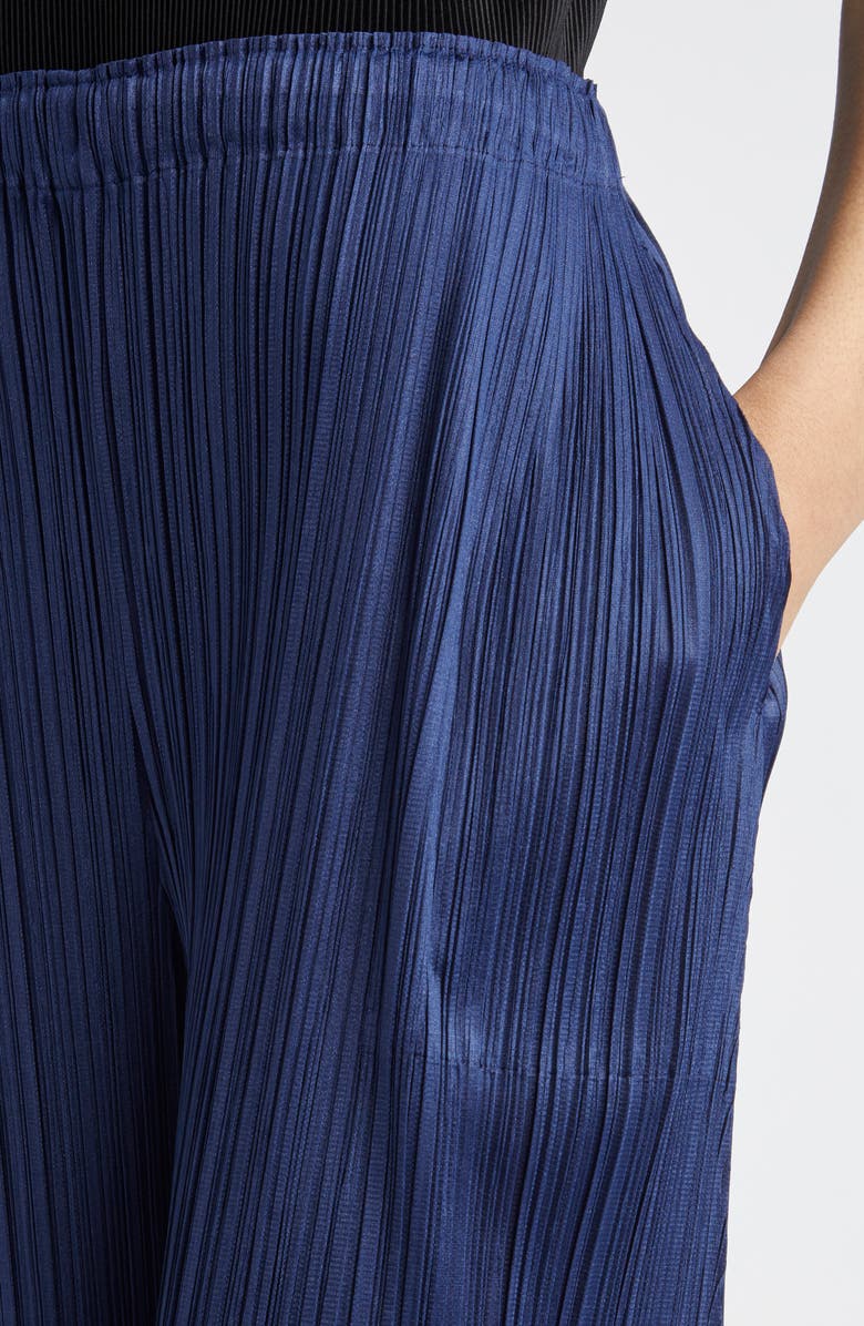 Pleats Please Issey Miyake Merry Bicolor Ankle Wide Leg Pants, Alternate, color, Navy