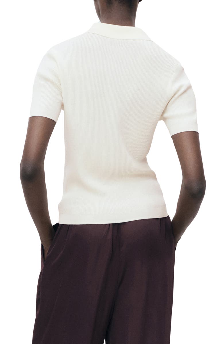 MANGO Short Sleeve Polo Sweater, Alternate, color, Ecru