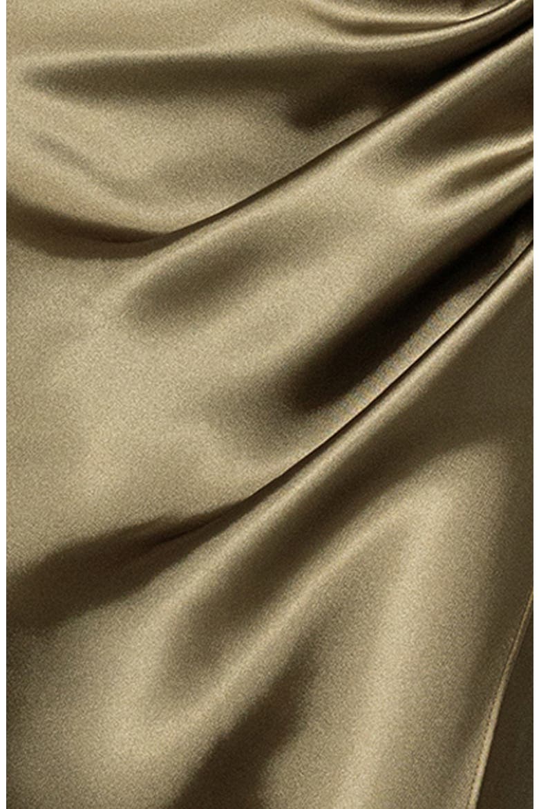 One-Shoulder Satin Gown, Alternate, color, OLIVE